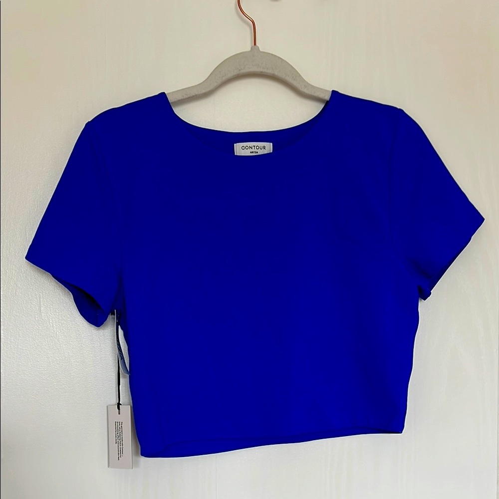 NWT Aritzia Contour Crew Cropped T-Shirt in Jazz Blue, XL